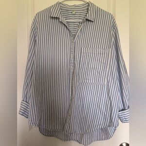 Aerie Blue and White Striped Casual Shirt